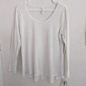Lularoe Lynnae White and Black Polka Dot Top Medium NWT